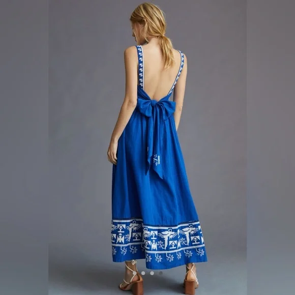 Farm Rio square neck Embroidered midi dress - Picture 5 of 16